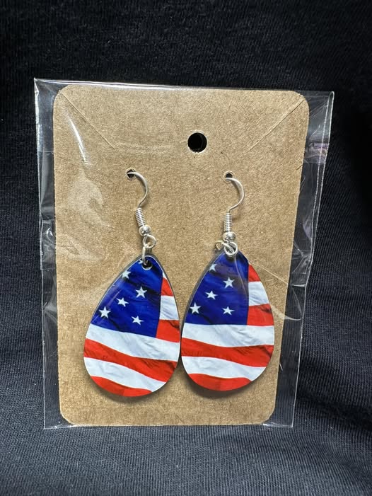 American Flag Teardrop Earrings