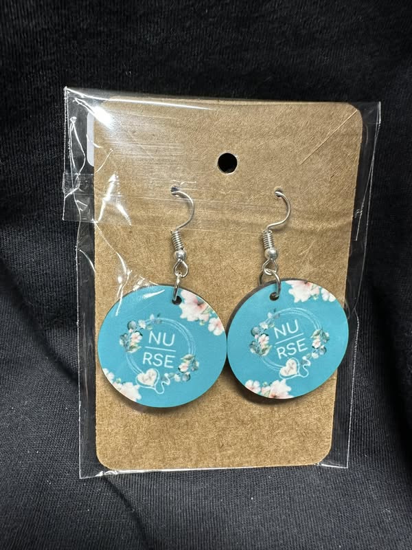 Floral Nurse Appreciation Sublimated Round Earrings