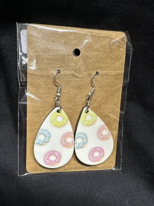Sweet Donut Sublimated Teardrop Earrings