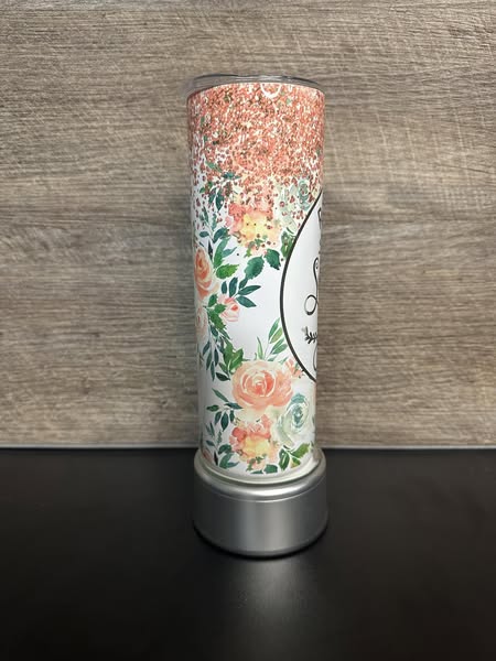 "Raised on Sweet Tea & Jesus" Glitter Floral Sublimation Tumbler