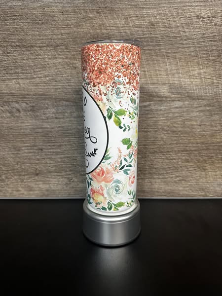 "Raised on Sweet Tea & Jesus" Glitter Floral Sublimation Tumbler