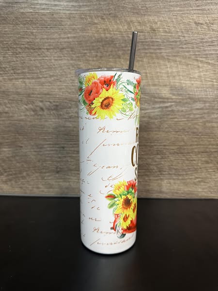 "Raised on Country Sunshine" Sunflower & Truck Sublimation Tumbler