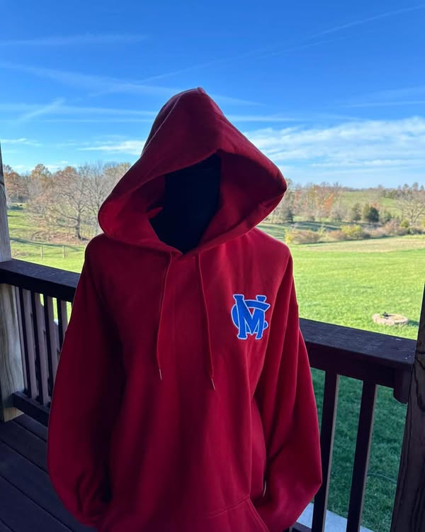 Youth Mercer County Titans Blue Embroidered Red Hoodie