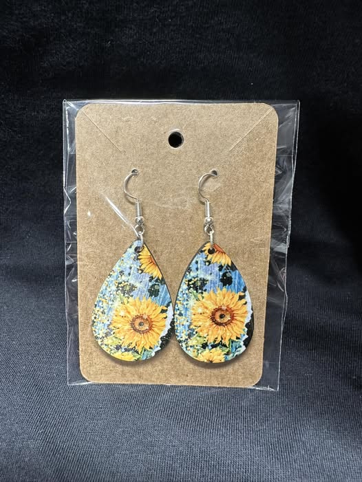 Sunflower Bliss Teardrop Earrings