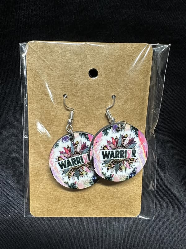 "WARRIOR" Floral Feather Sublimated Earrings
