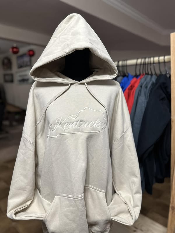 Kentucky State Outline Embroidered Hoodie