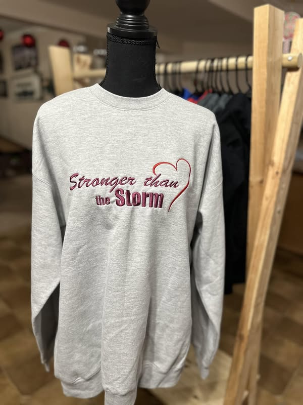 Stronger than the Storm Embroidered Crewneck Sweatshirt