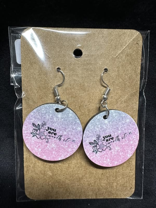 “You Are Worth It” Floral-Inspired Round Earrings