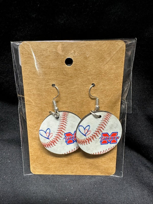Mercer Titans Baseball Sublimated Round Earrings