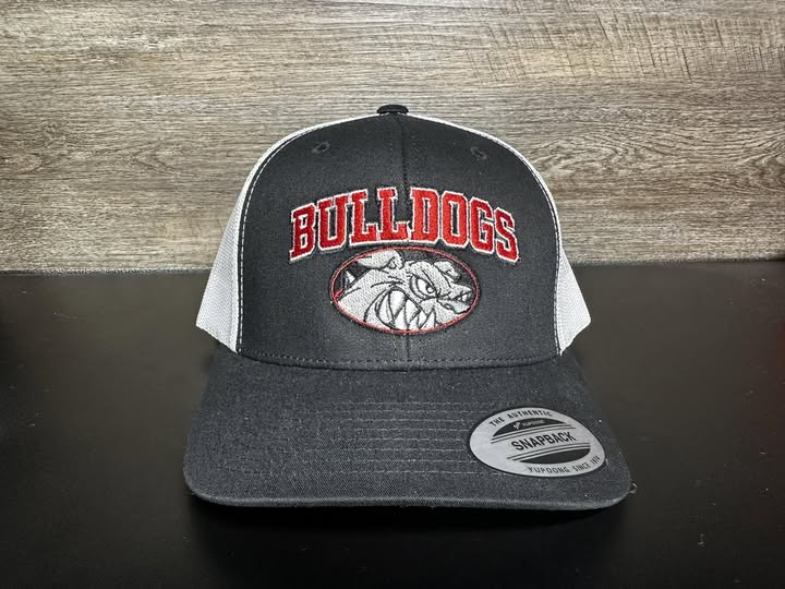 Bulldogs Embroidered Yupoong Snapback Trucker Hat – Black & White