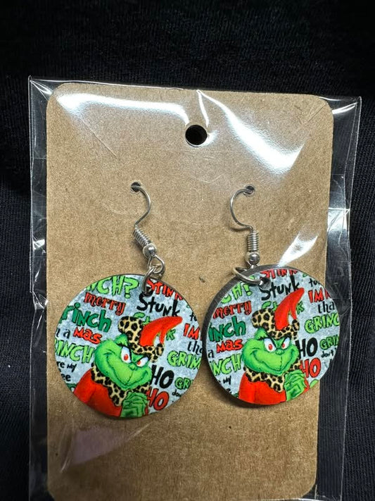 Holiday Grinch Sublimated Earrings