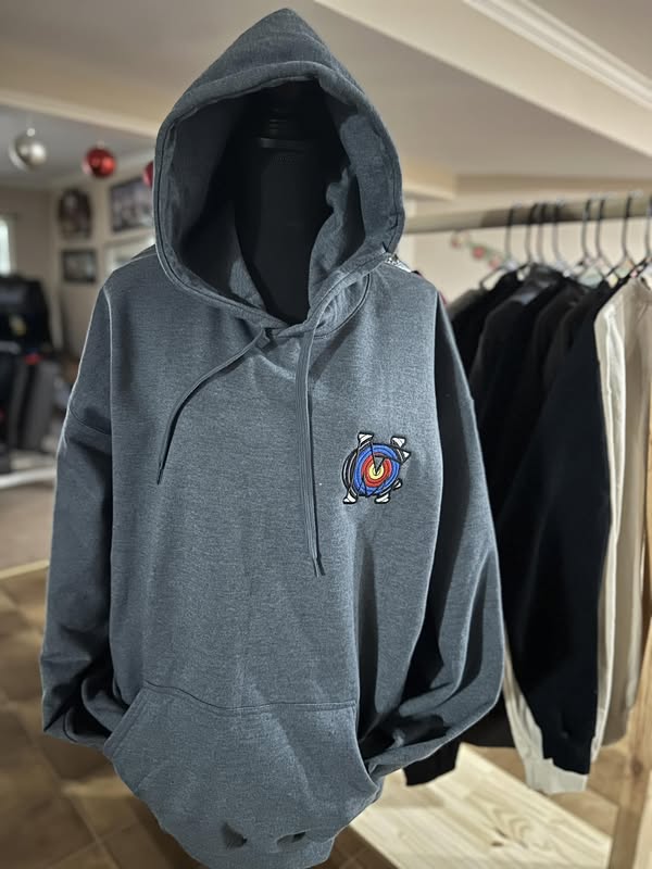Mercer County Archery Target Embroidered Hoodie – Charcoal Grey