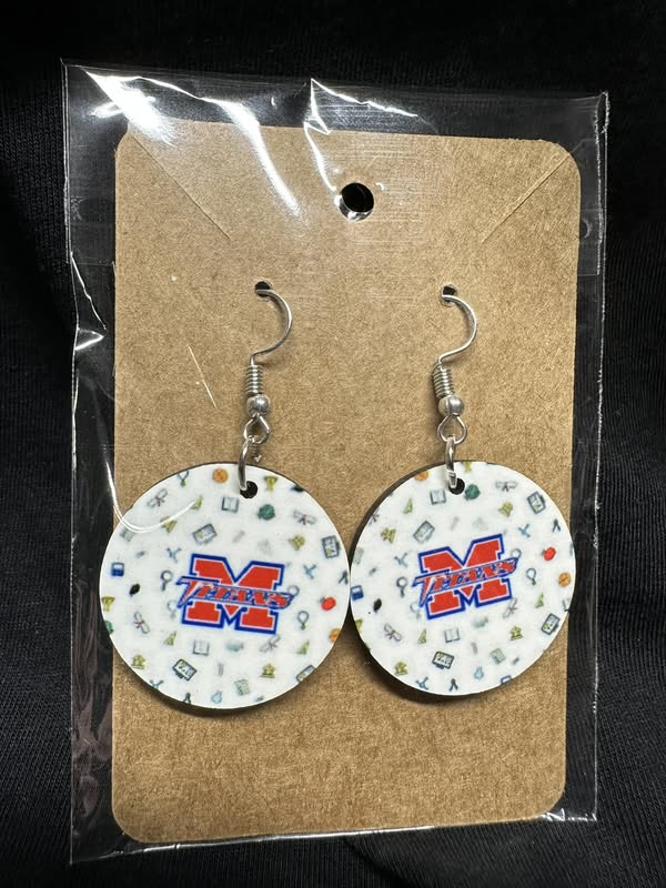 Mercer Titans School Spirit Icons Sublimated Round Earrings