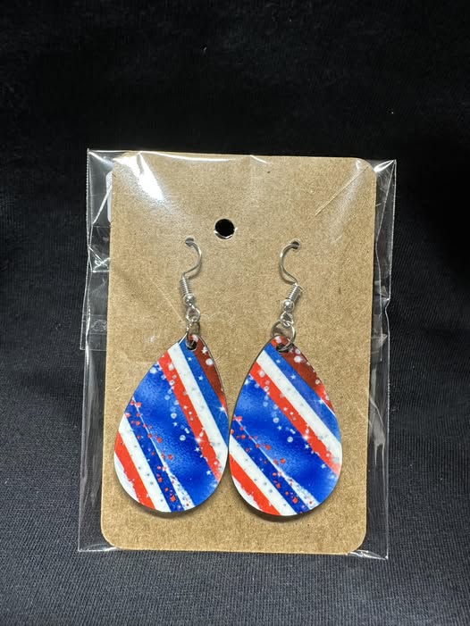 Patriotic Stripes Teardrop Earrings
