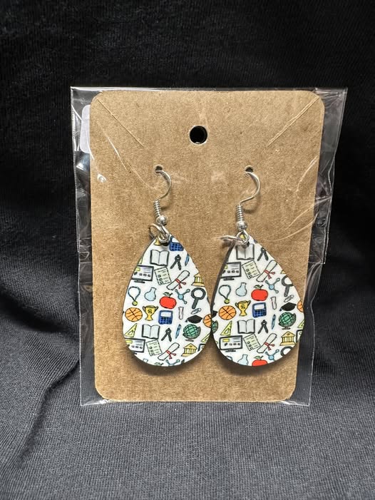 Educational Icons Sublimated Teardrop Earrings
