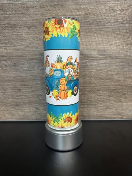 Sunflower & Gnome Fall Truck Sublimation Tumbler