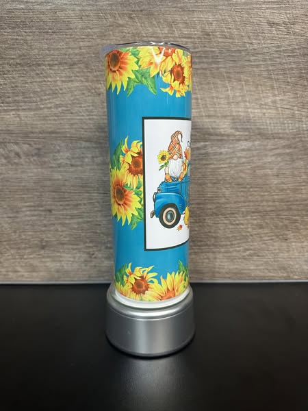 Sunflower & Gnome Fall Truck Sublimation Tumbler